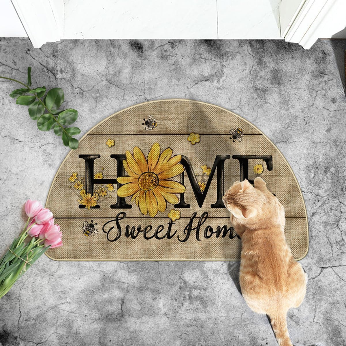 Bee Sunflower Daisy Home Sweet Home Summer Home Decor Low-Profile Switch Rug Doo