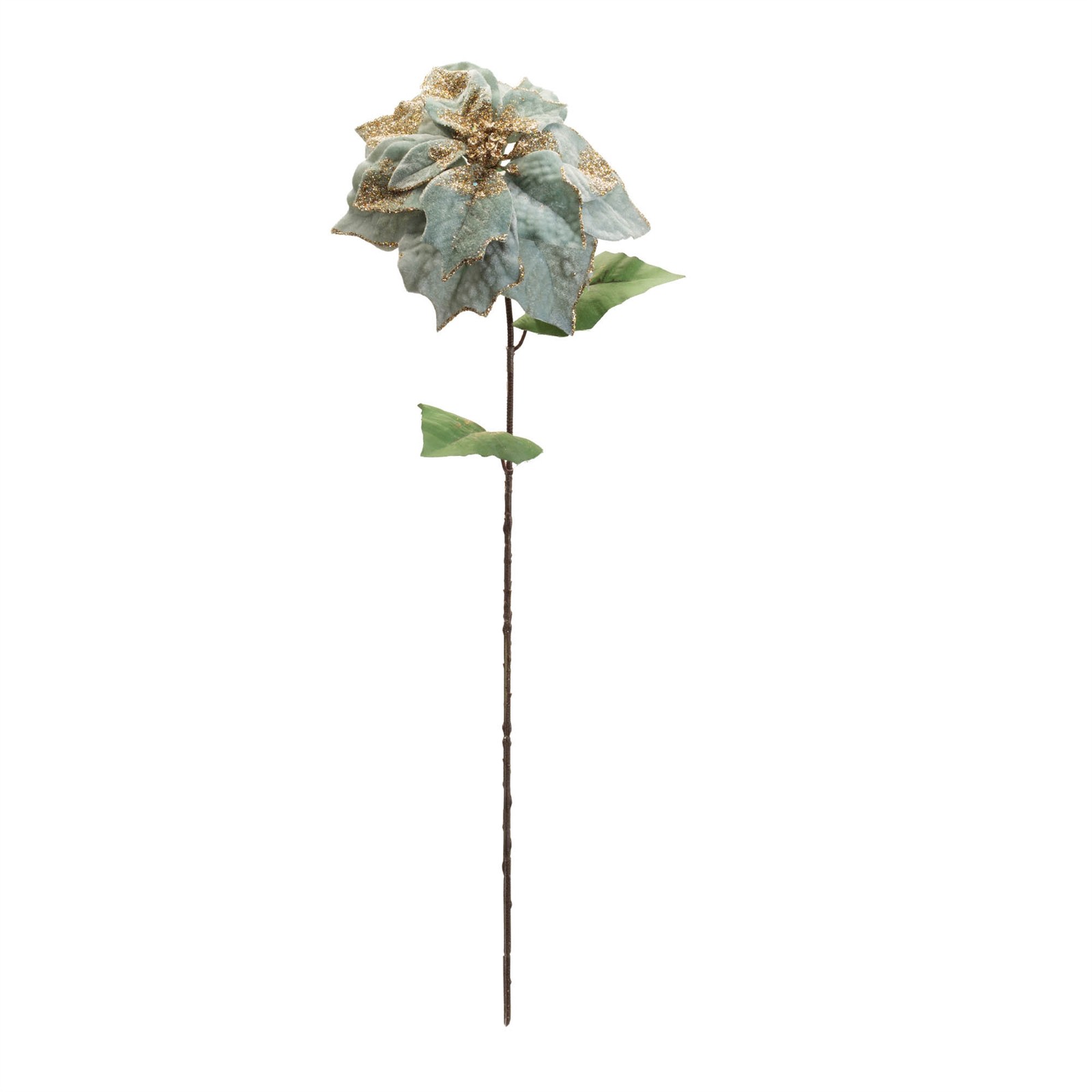 Glittered Poinsettia Flower Stem (Set of 6)