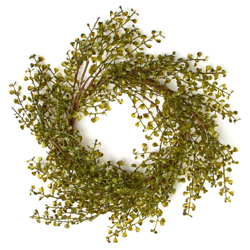Set of 2 Artificial Vinyl Peppergrass 7-1/2″ Candle Rings / Wreaths