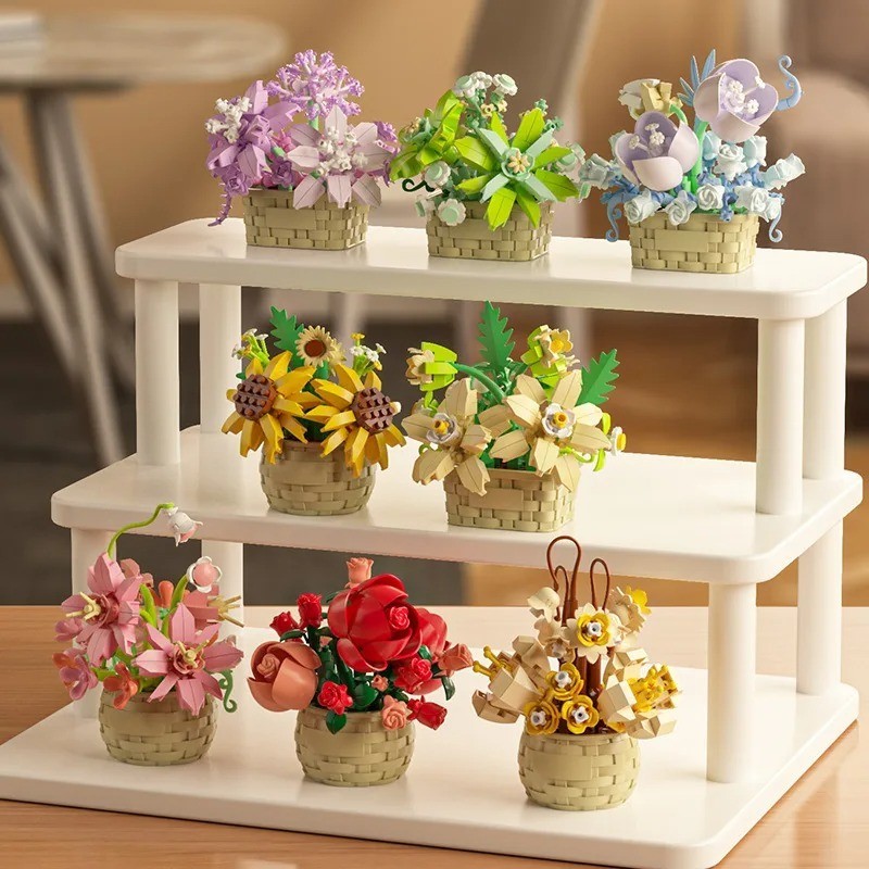Mini Plant Brick Set – Succulent, Rose, Sunflower, Bonsai Model Toys