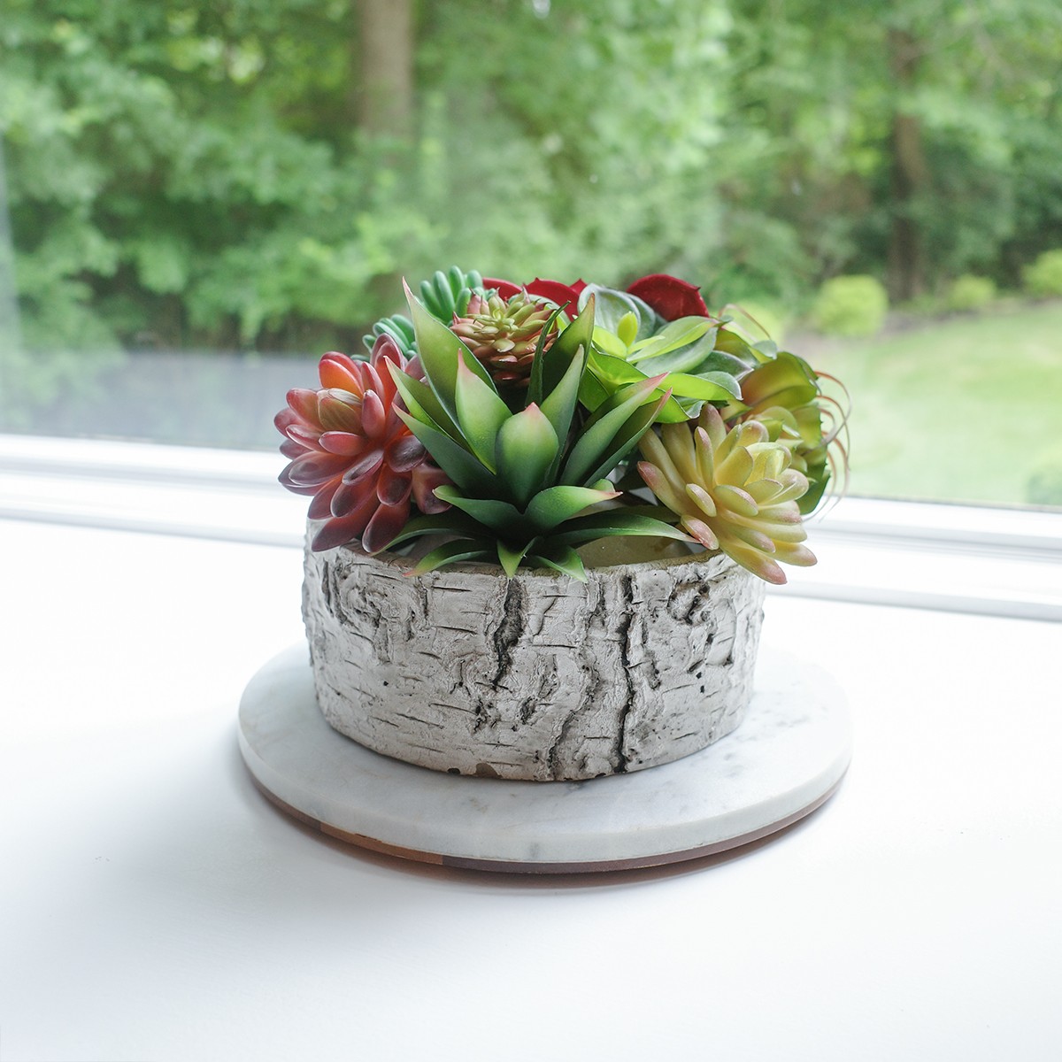 Mini Artificial Succulent Plant Fake Plastic Flower Container Garden Home Decor