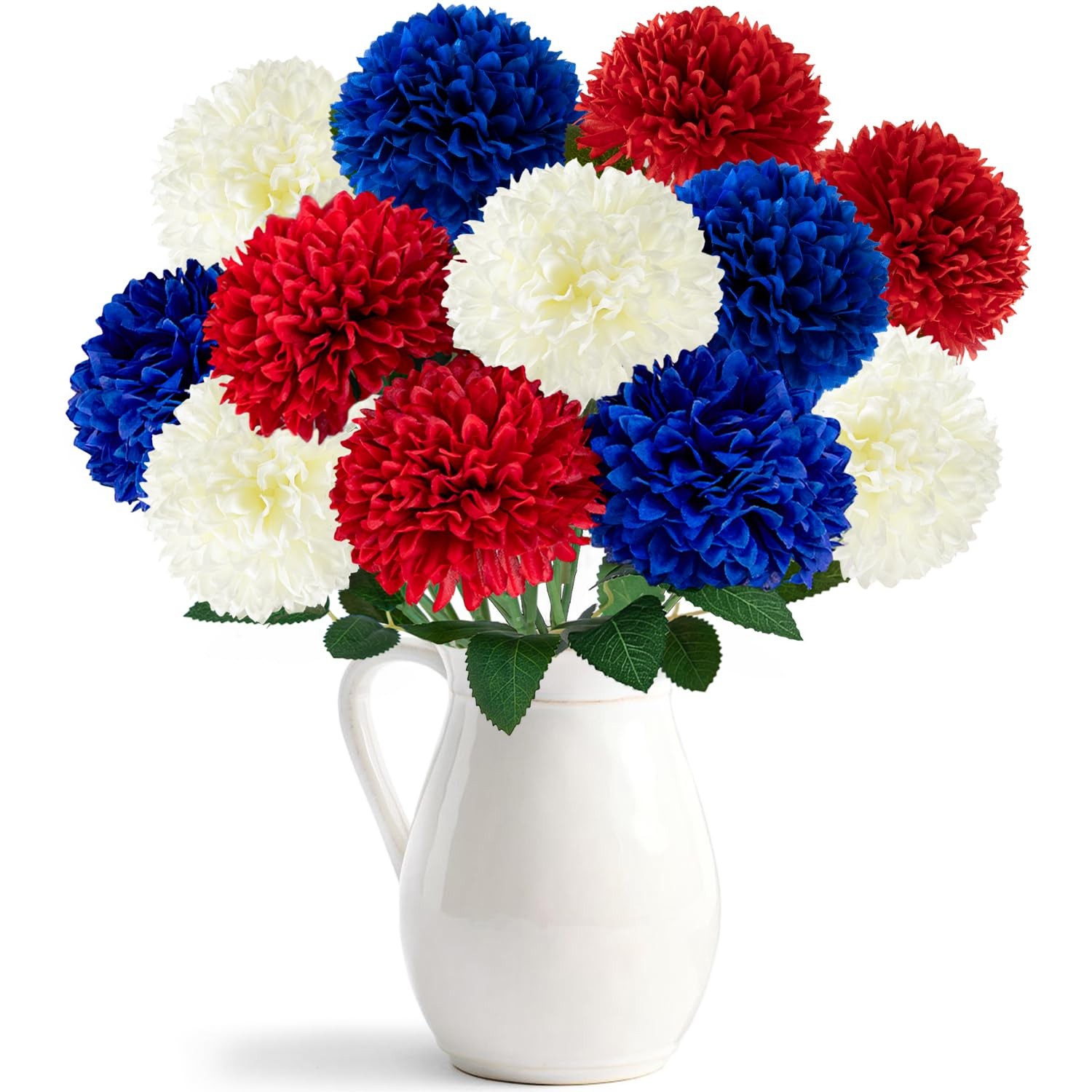 4th of July Decorations Patriotic Decor 12Pcs Artificial Flowers Red White an…
