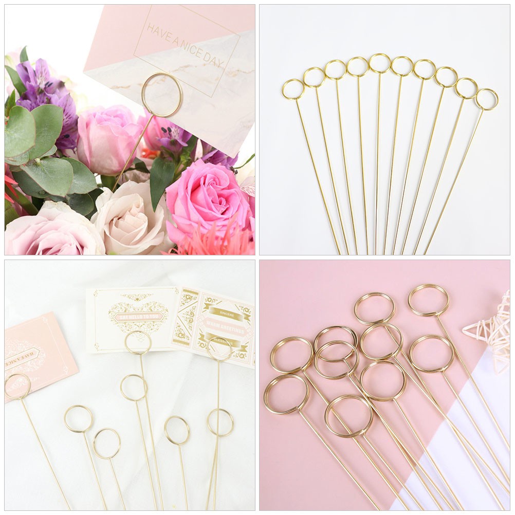 10 Pcs Metal Flower Picks Bouquet Card Holder Clips for Party Decorations