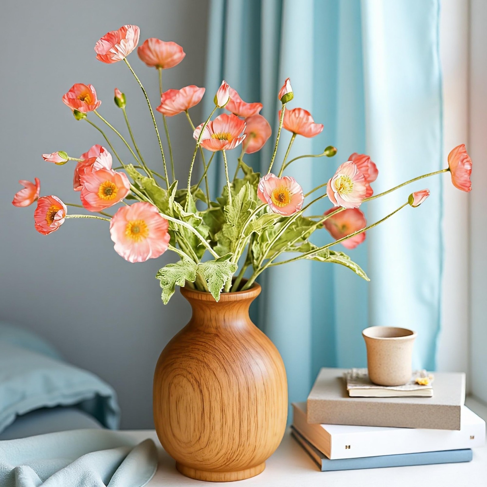 Artificial Flowers for Outdoors 6 Pcs Poppy Plant Realistic Silk Fake Flowers…