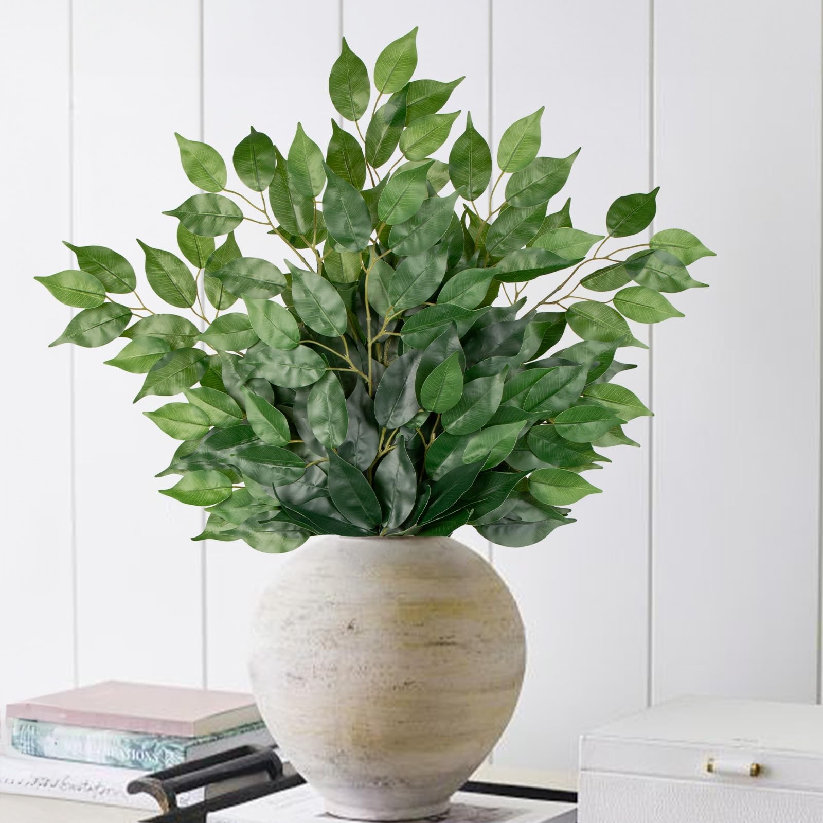 12PCS Ficus Leaves Artificial Branches 24″ Faux Ficus Greenery Tree Branches …