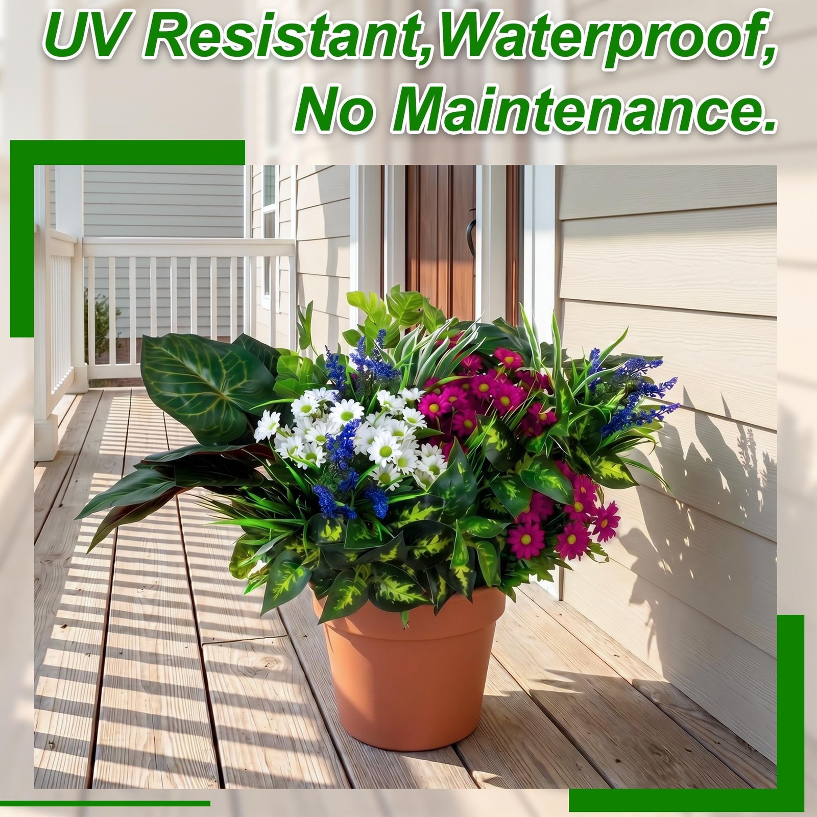 19PCS Artificial Plants Outdoor Fake Plants UV Resistant Artificial Flowers G…