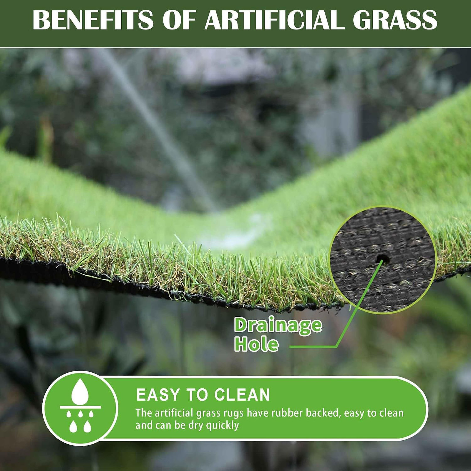 1.38″ Artificial Grass Turf 3 x 5 FT, Dog Grass Pads Indoor Outdoor Garden Lawn