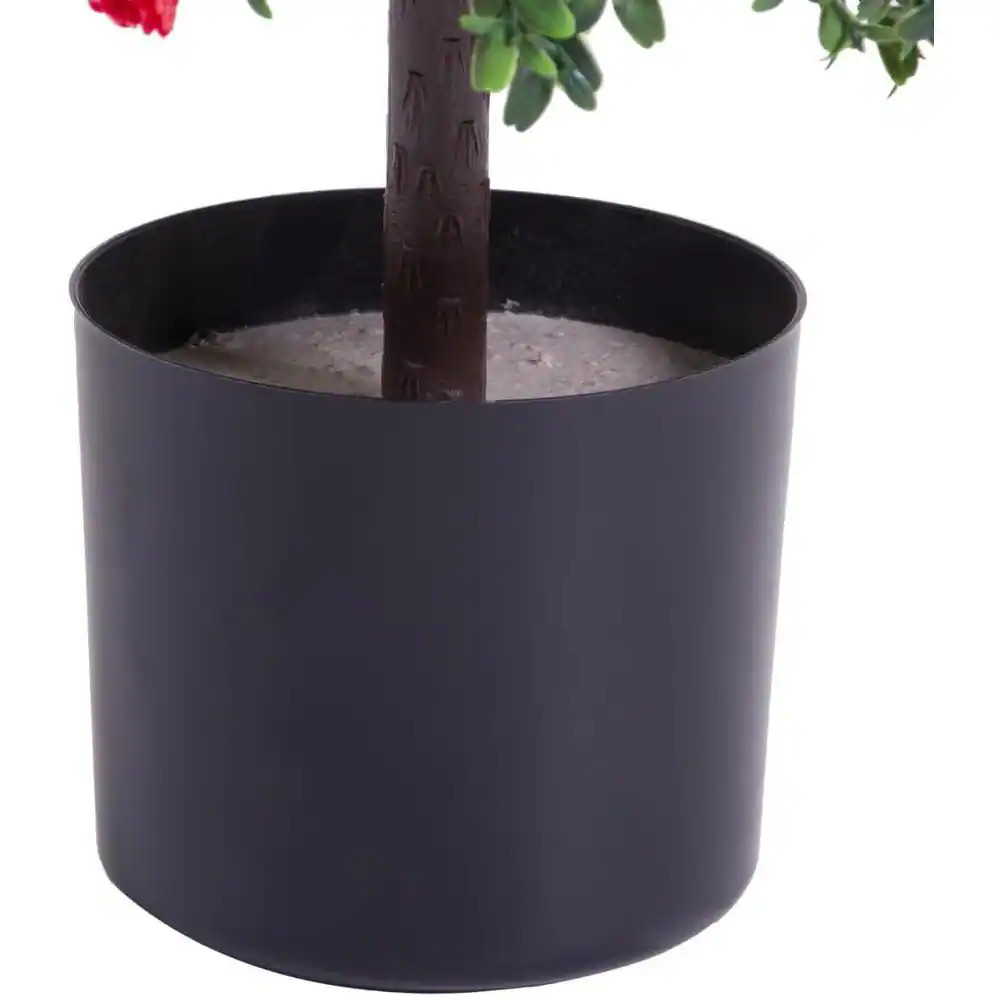 1.8FT Artificial Rose Topiary Ball in Pot,Uv Resistant Faux Potted Plant Made of