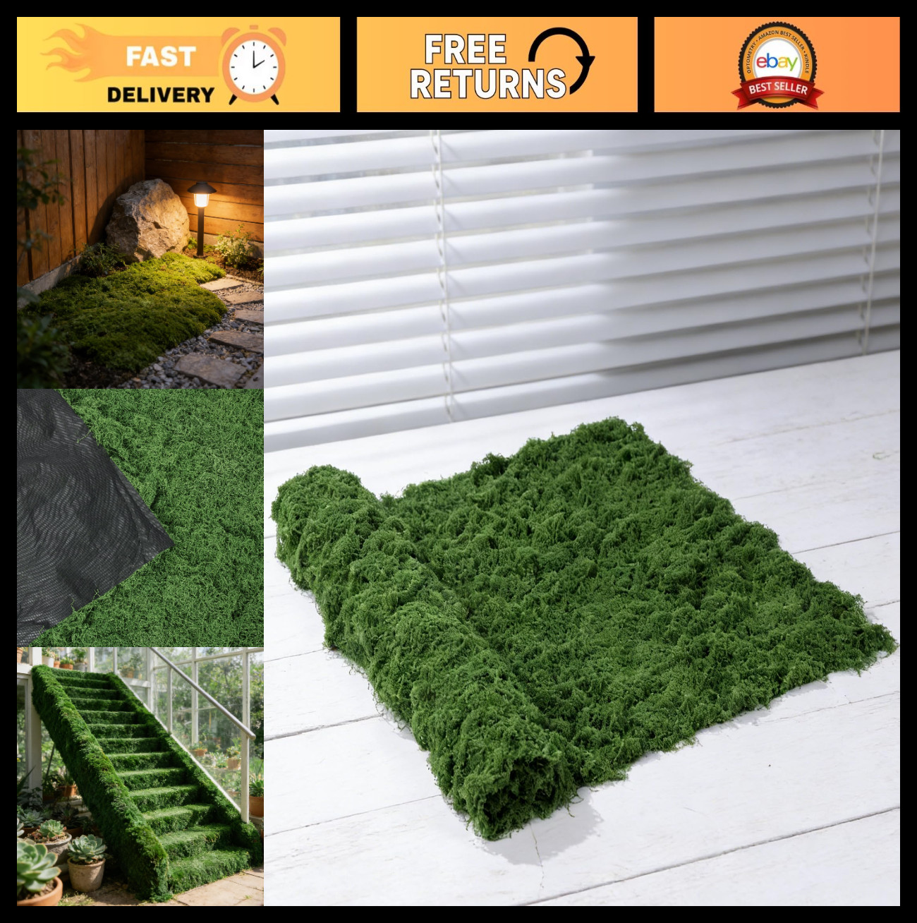 Large 39″x78″ Artificial Moss Mat Sheet for Crafts, Planters, Fairy Gardens & De