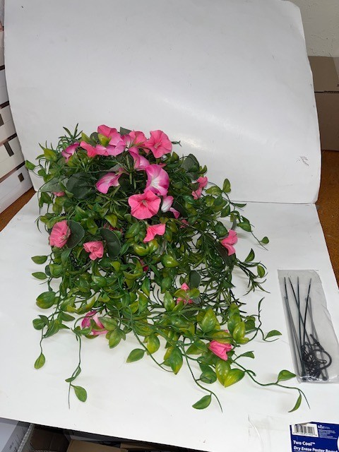 Wicker Park 8″ Basket 18″ Shrub Cascading Pink Petunia Hanging Basket, (#235)