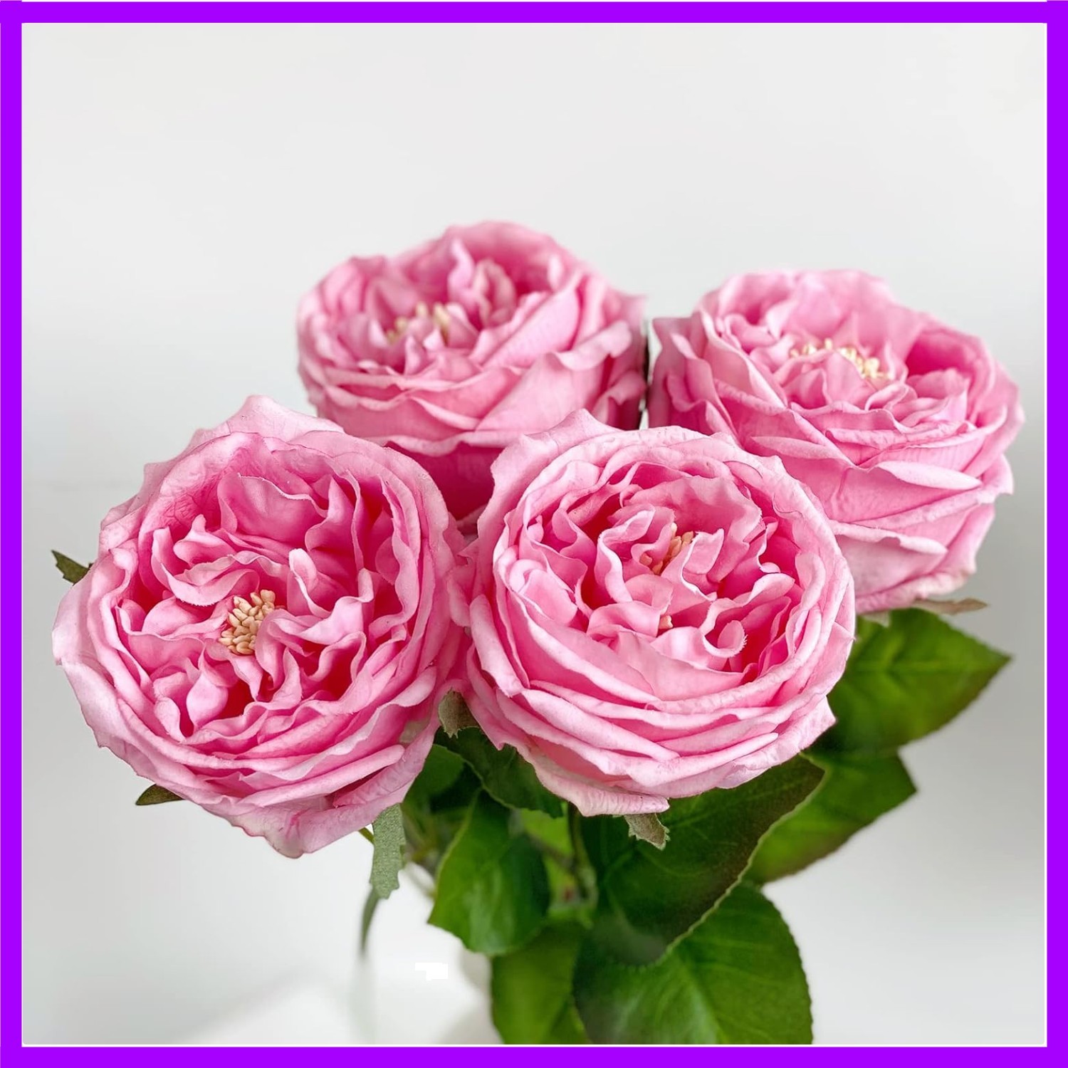 3.5” Big Bloom Rose Artificial Flowers Pink 4Pcs Real Touch Rose Faux 17.7 I…