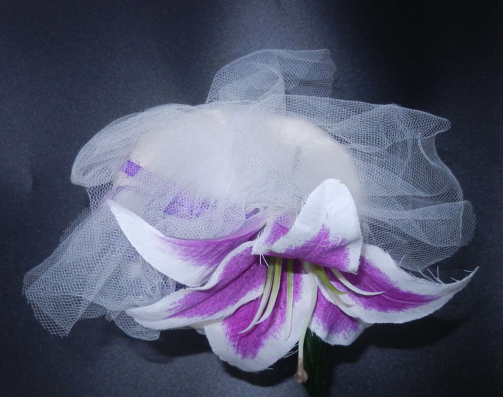 Potted Lily Plant Embroidered Toiletpaper Roll wrapped in Tulle w/Lily on top!