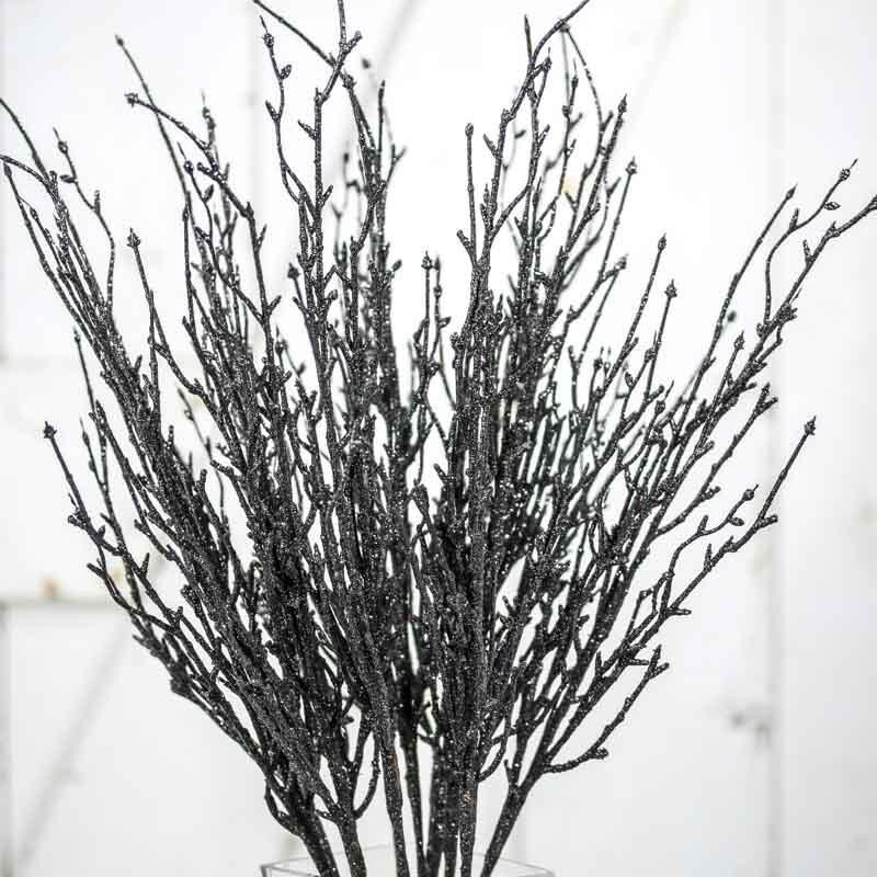 Package of 12 Black Glittery Artificial Twig 22″ Branches