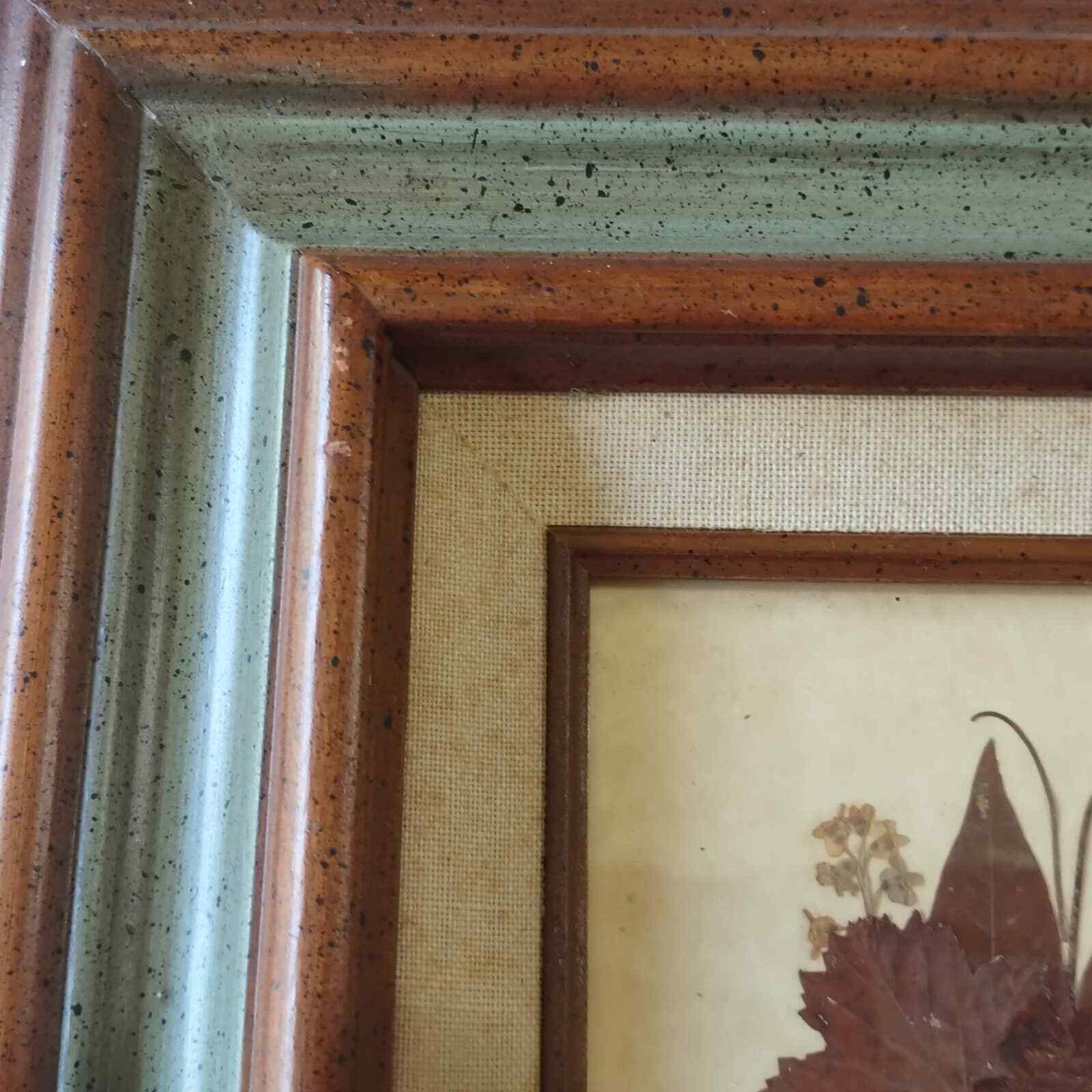 Dried Wild Flowers Dogwood Leaves Naturalistic Green Brown Framed Picture