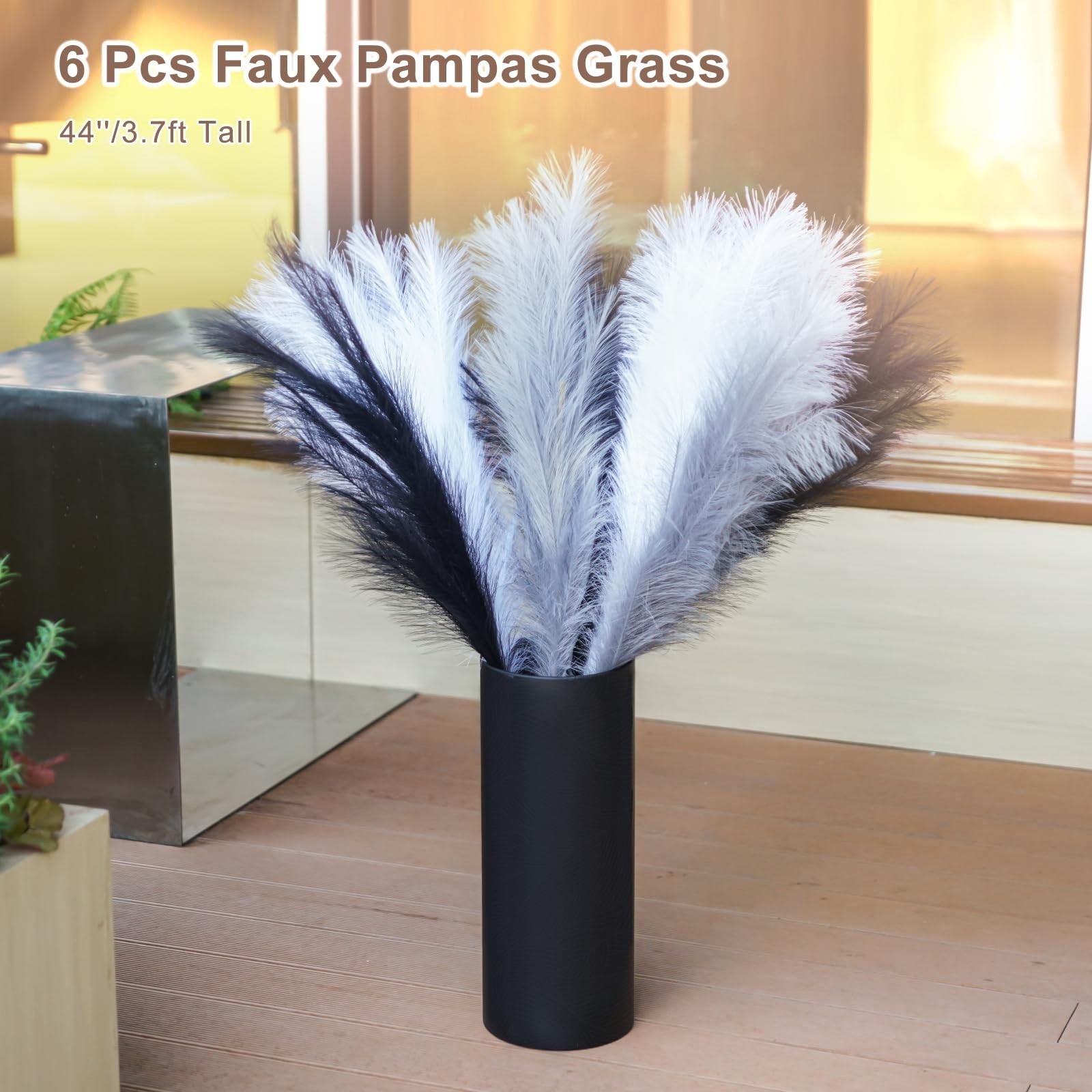 Tall Pampas Grass Decor – 6 Pcs 44” Fluffy Large Pompas for Boho Wedding & Livi