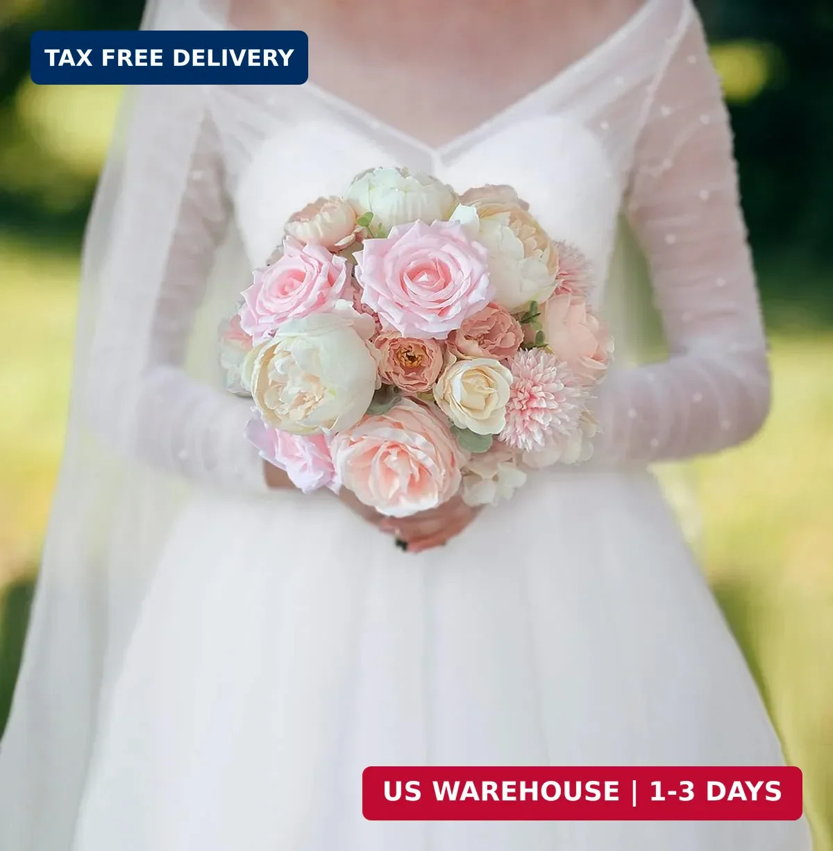 FACINOC Peonies Artificial Flowers Pink Silk Roses Bulk for DIY Wedding Bouquet
