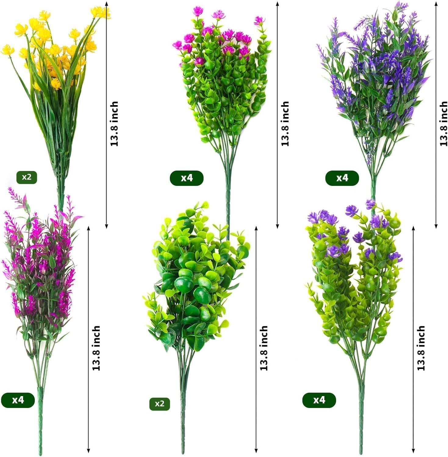 20 Bundles Artificial Flowers for Outdoors Fake Flowers UV Resistant No Fade …