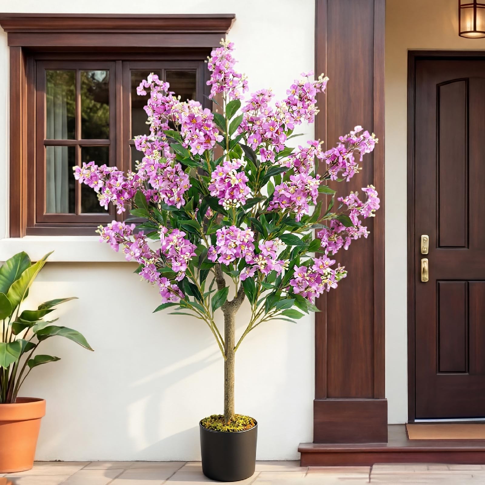 1 Pack 3.5 ft Artificial Purple Crape Myrtle Tree Plant, 42 Inch Faux Bloomin…