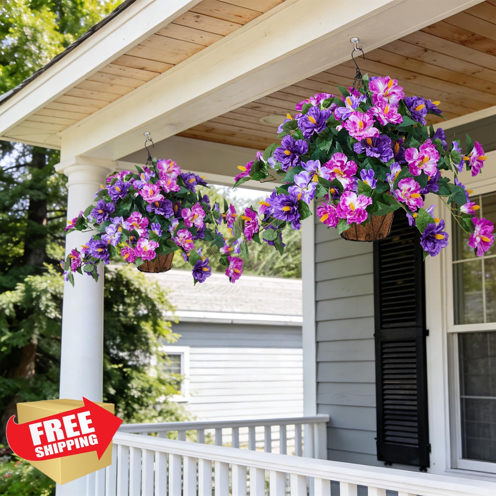 INXUGAO 3 Bunches Artificial Hibiscus Flowers Outdoor UV Resistant Silk Purple