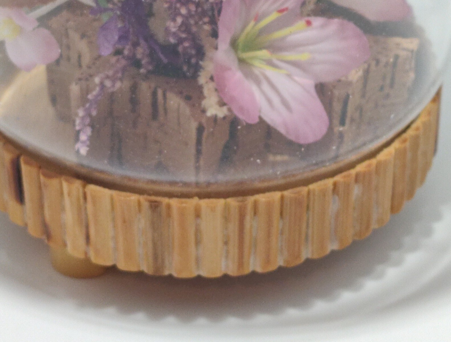 Vintage Plastic and Dried Flowers in Cloche Allied Enterprises Inc. 8.5 inches