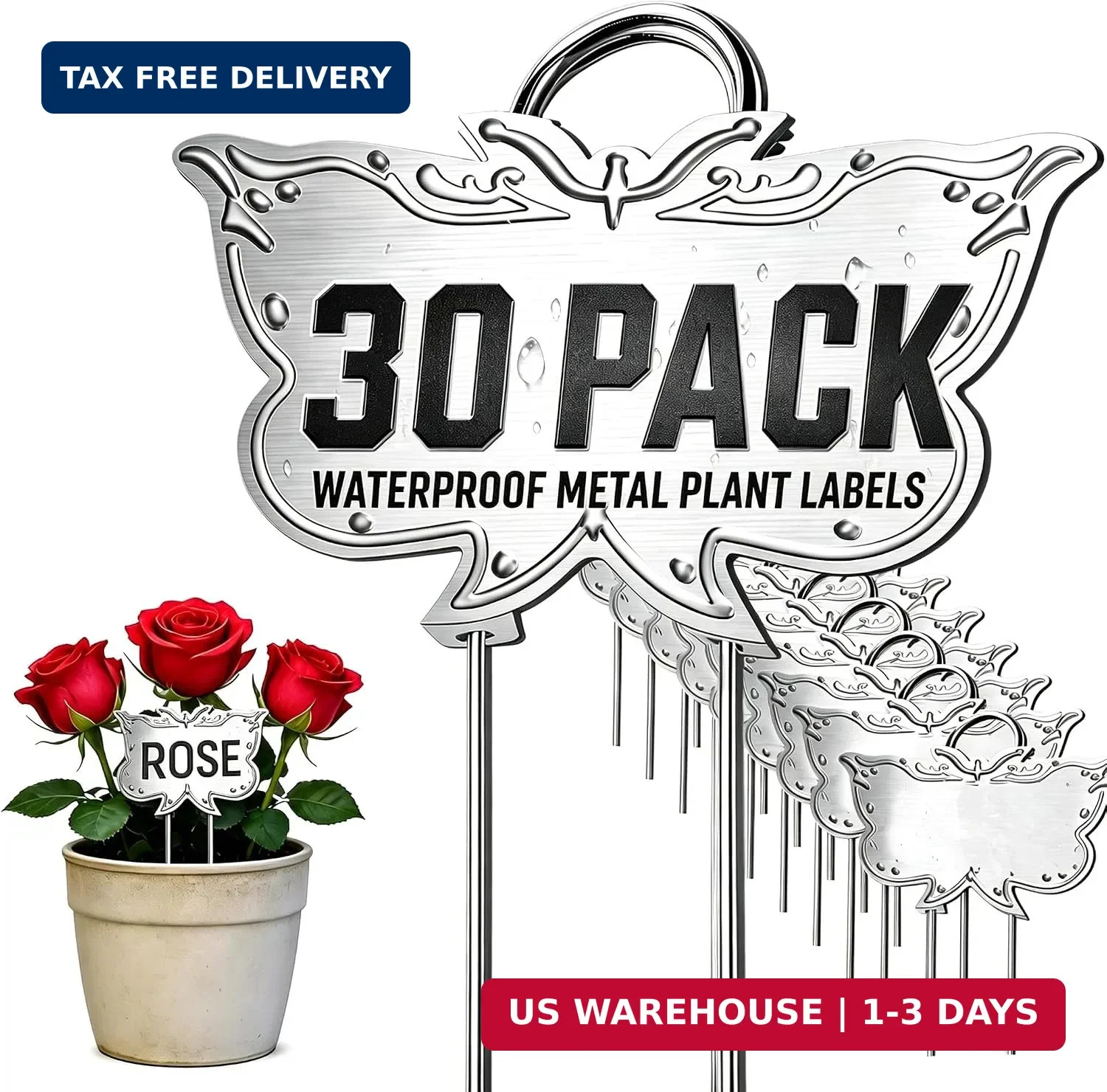 Metal Plant Labels 11in Tall 30 Pack Silver Outdoor Waterproof Garden Label Larg