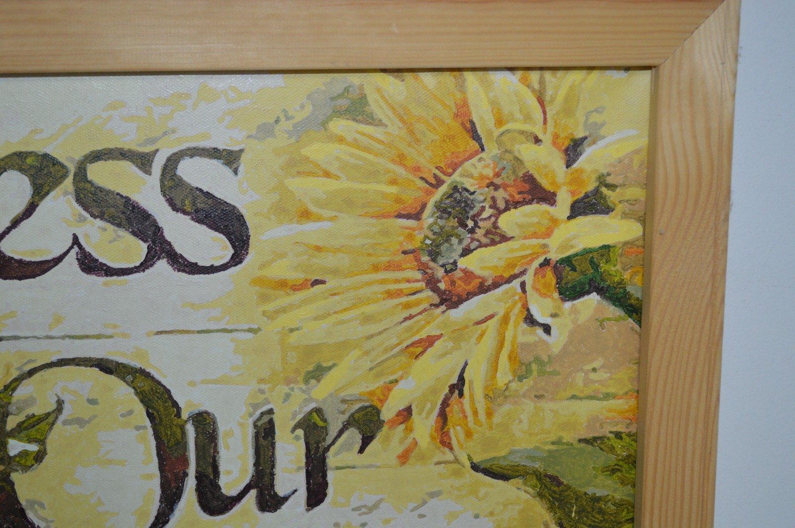 Bless Our Home – Paint by Number Framed Canvas Picture Sunflower Floral 22 x 18