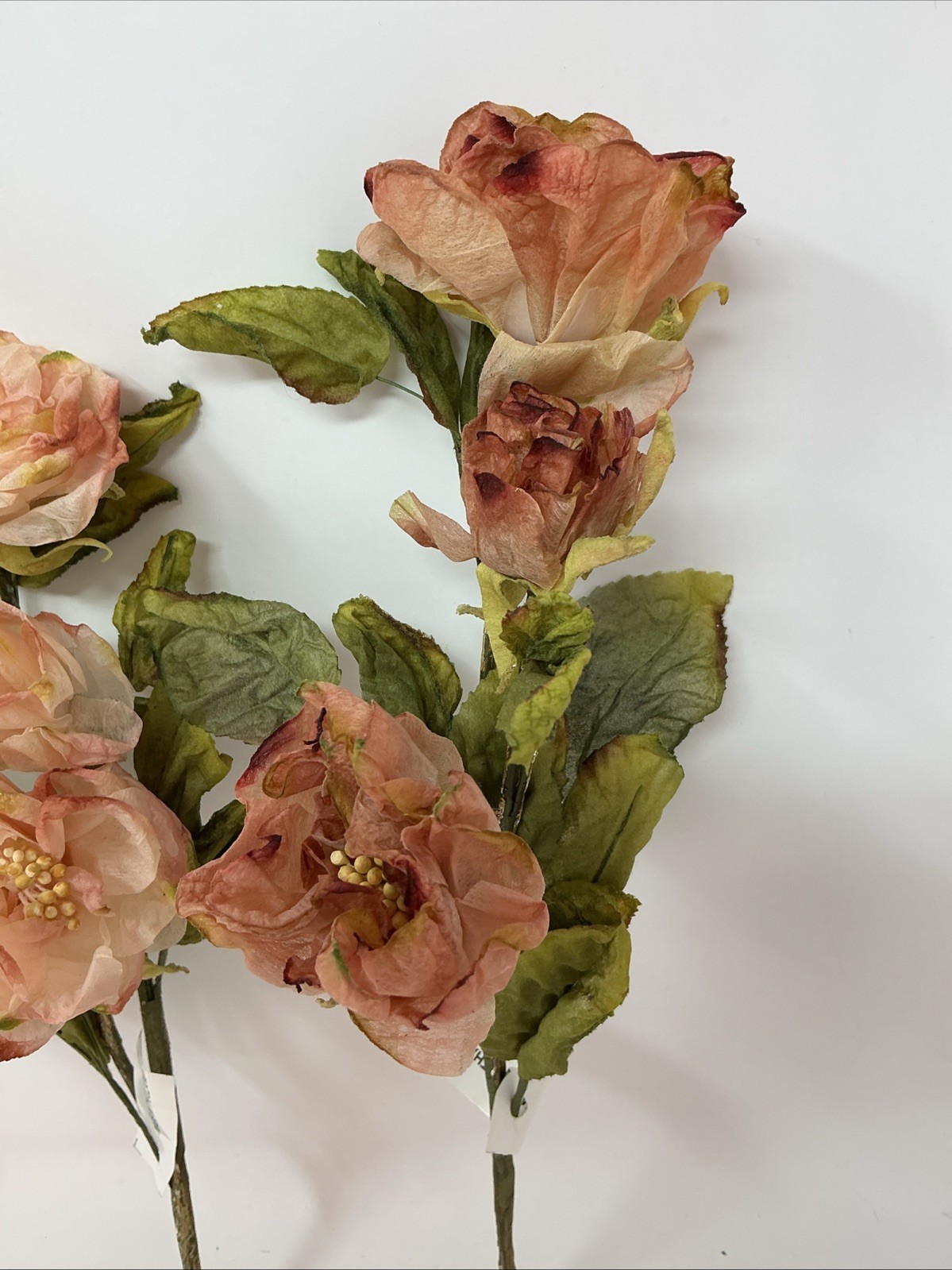 Artificial Silk Roses 22” Ombre Of Pink 2 Roses 1 Bud Per Pick 4 Picks NOS