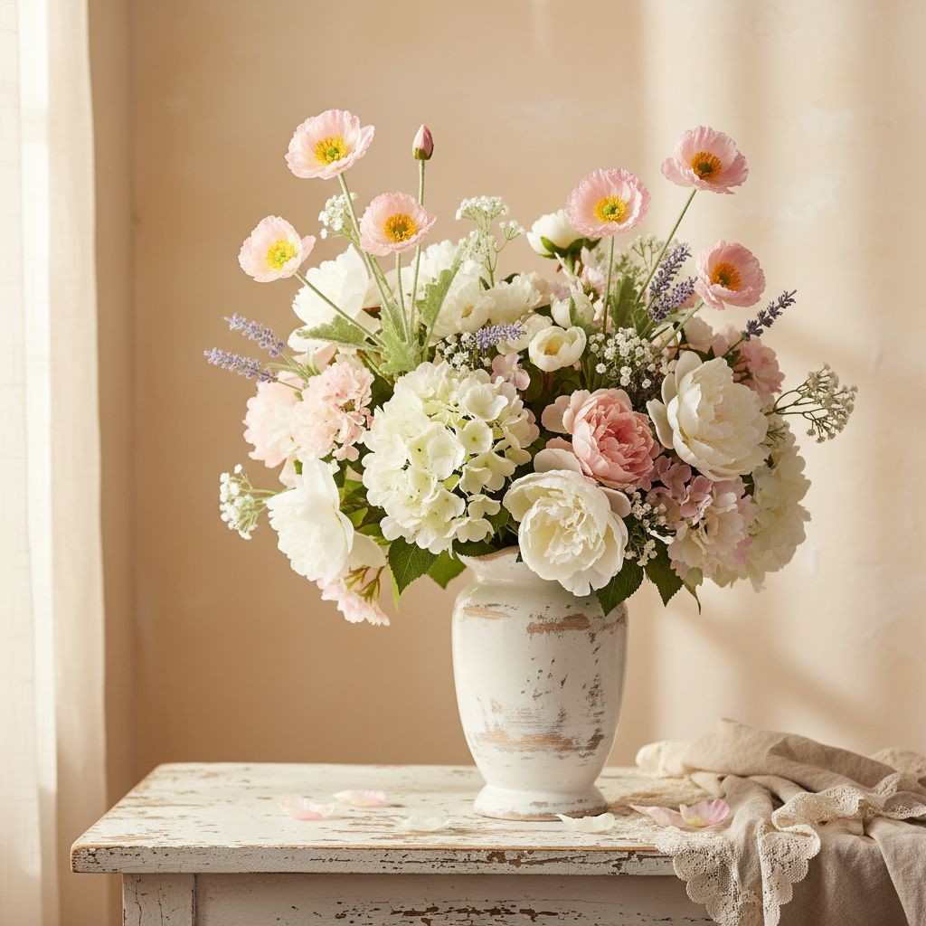 Pink Poppy Stem Faux Poppy Flowers Artificial Wildflower Spray Cottagecore Flora