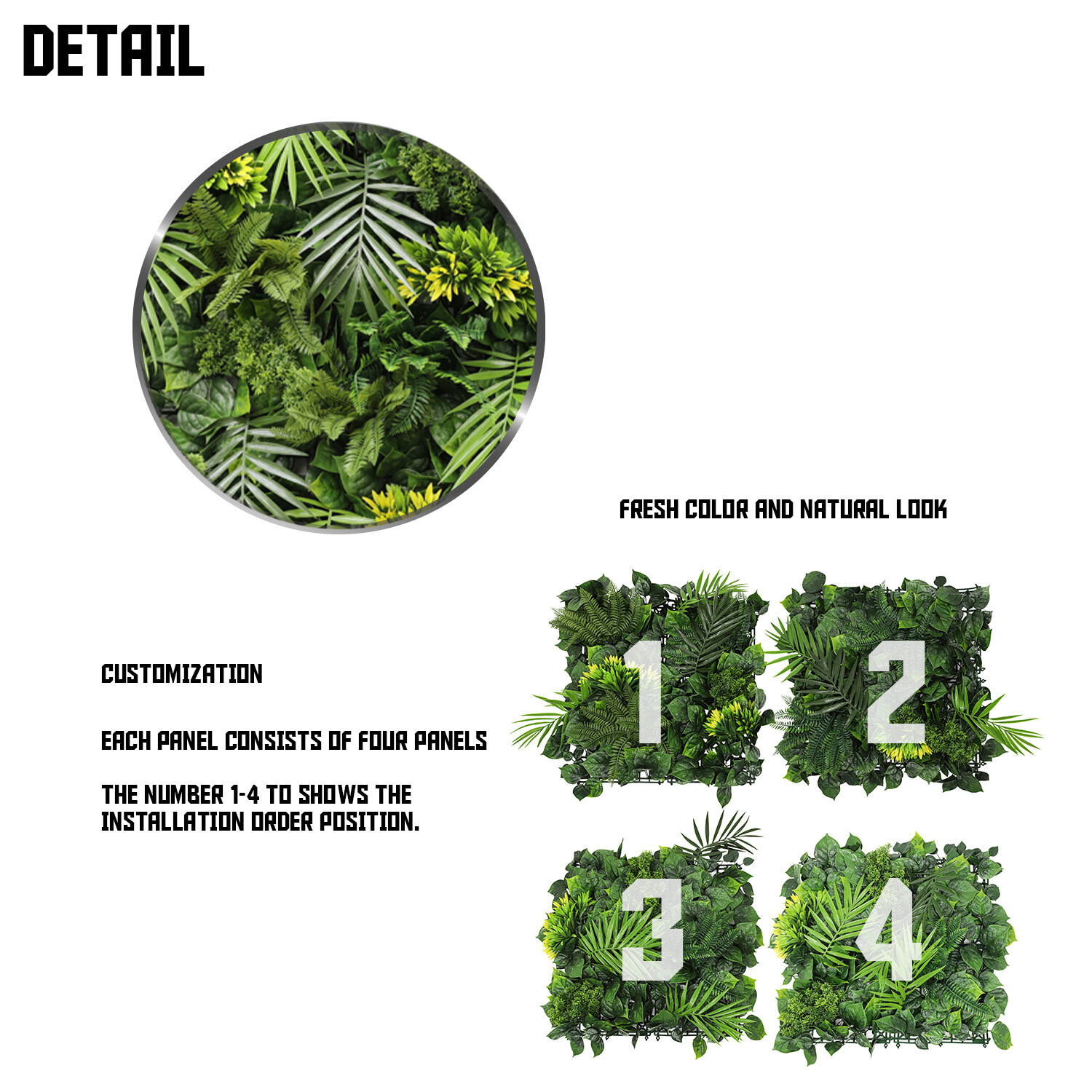 40″ Artificial Faux 3D Mix Leaves Wall Panel Fence Screen Home Outdoor Decor #08