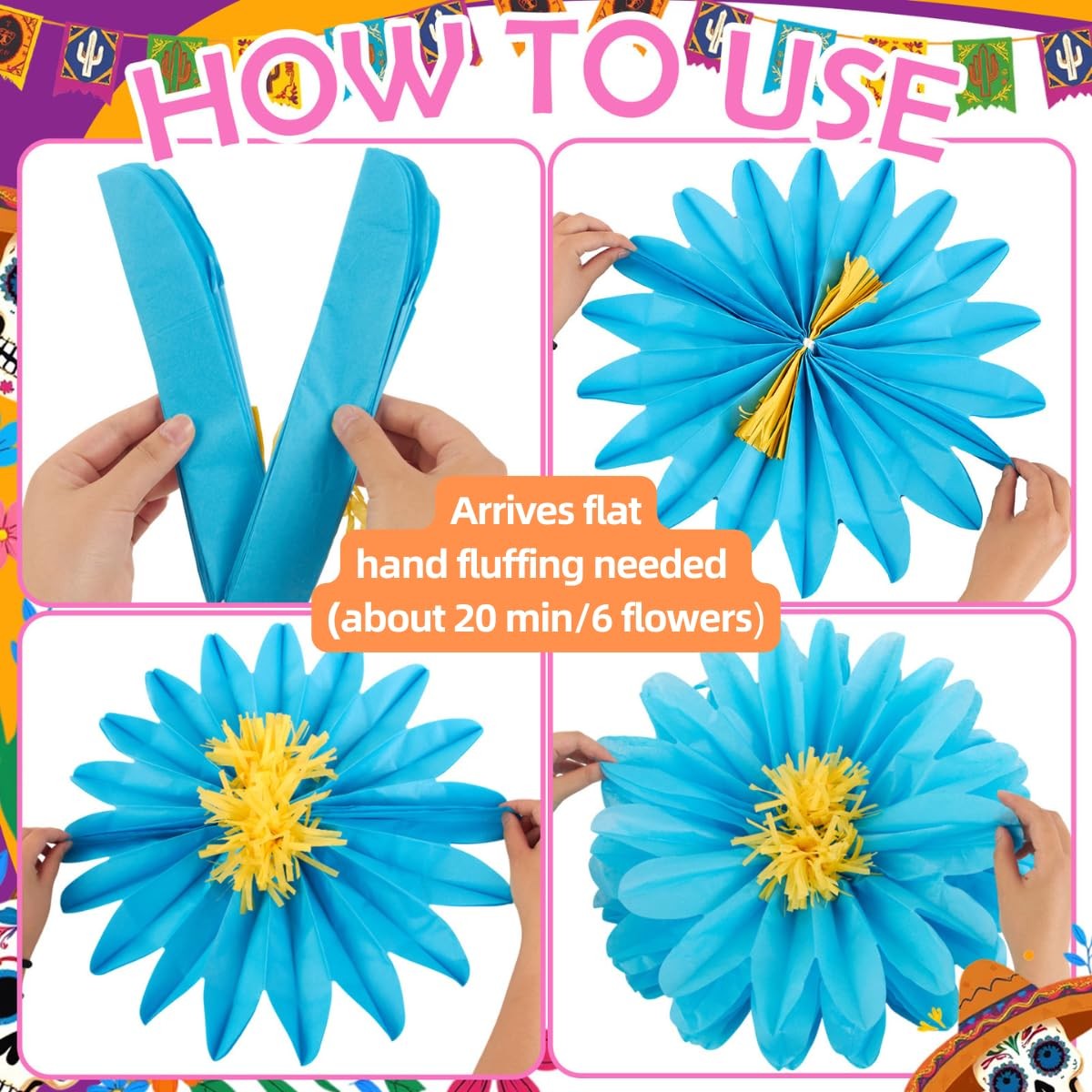 Large Paper Flowers, 20 Inch Tissue Paper Flowers Decorations for Wall, Yello…