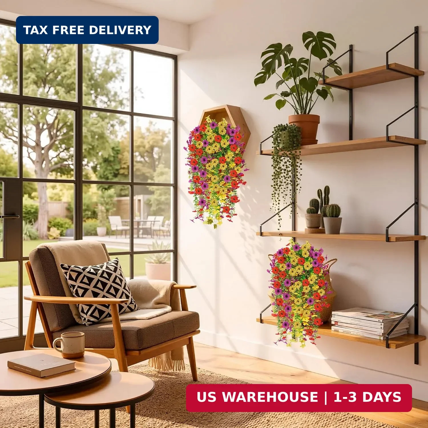 AGIRL Artificial Flowers for Outdoors,6 Bundles Faux Silk Flowers with Leaves fo