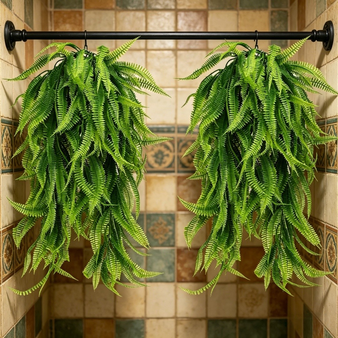 2Pc Artificial Hanging Plant Flower Fake Fern Garland Outdoor Home Wedding Decor