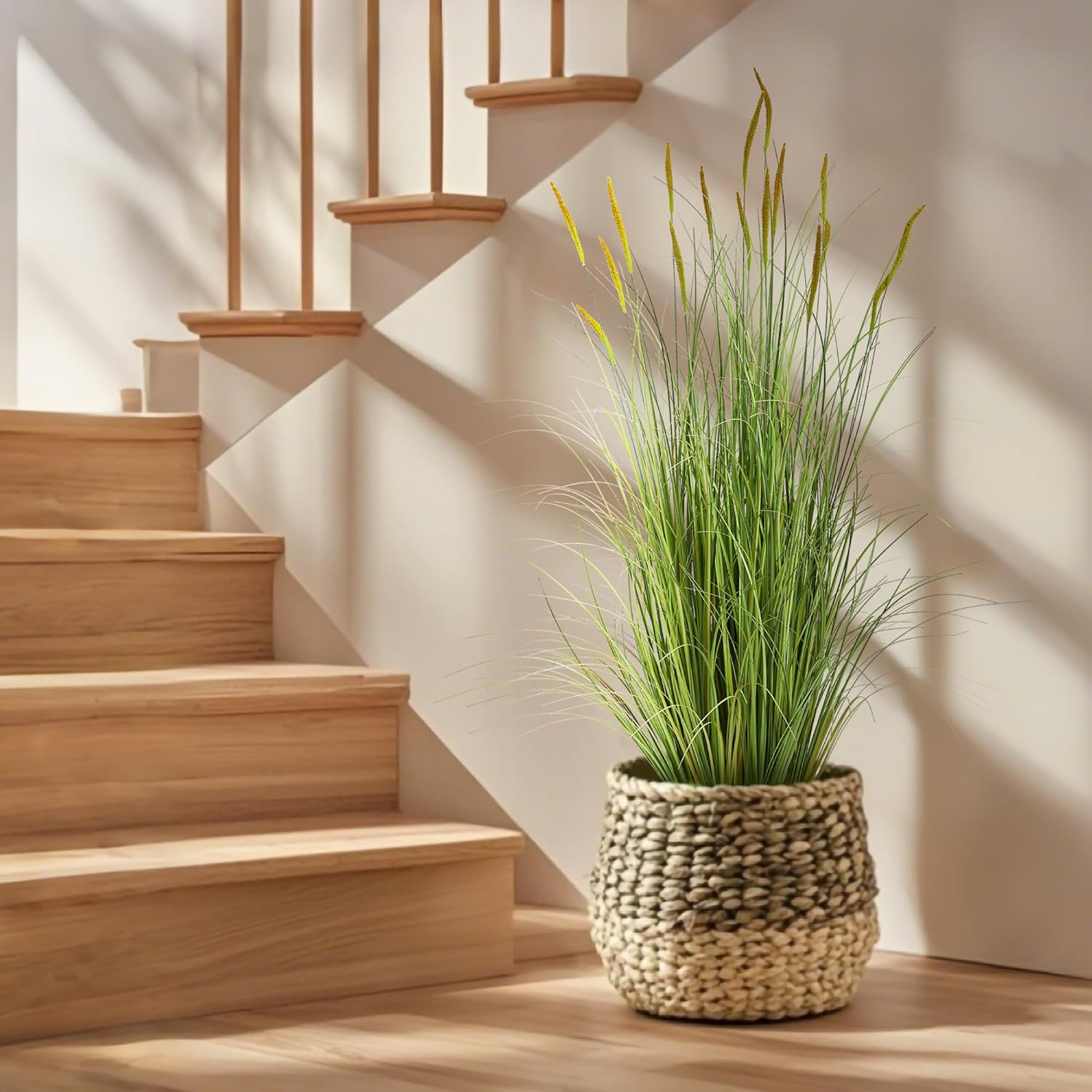 4Ft Faux Cattail Grass Plant for Home & Office Decor, Greenery Gift