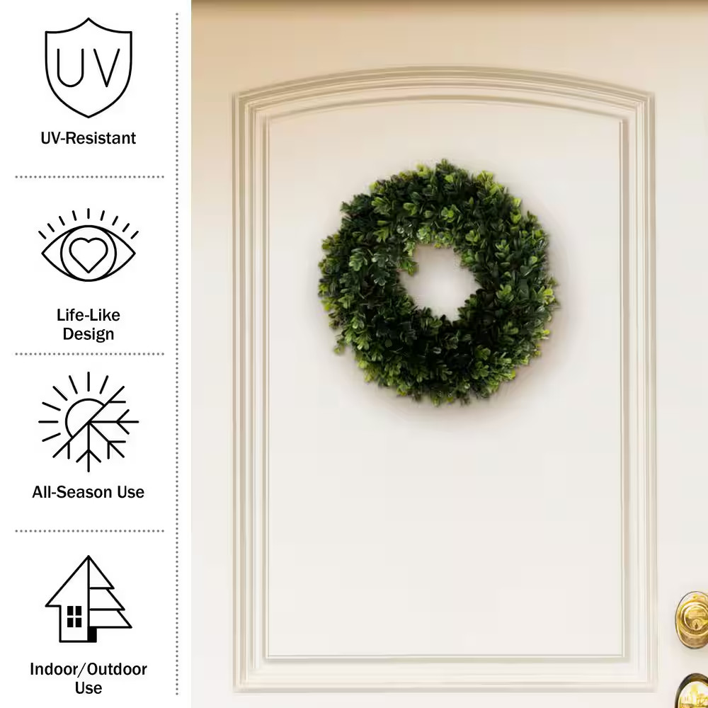 12 In. round Artificial Boxwood Wreath