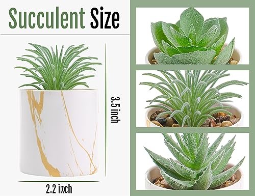 3 Pack Small Fake Plants Succulents Plants Artificial in Pots for Home Green