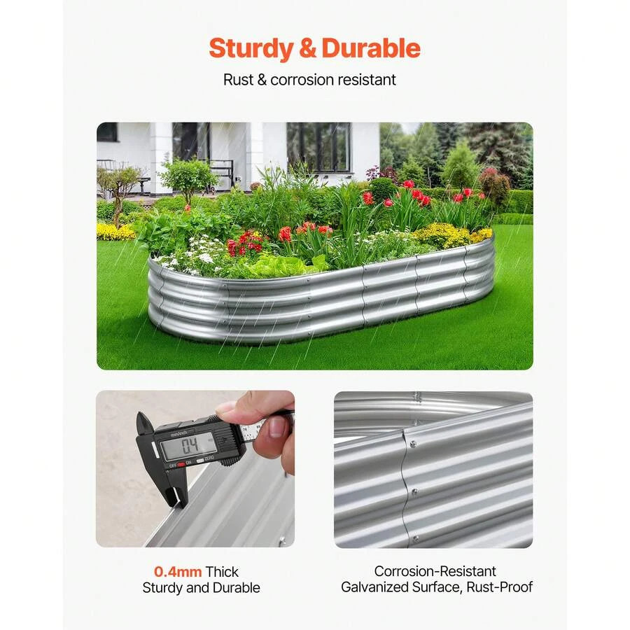 Metal Raised Garden Bed 6 X 3 1 Ft Outdoor Galvanized Planter Box Open Bottom