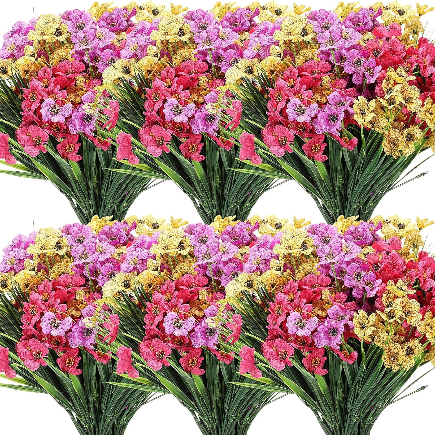 100 Bundles UV Resistant Artificial Violet Flowers Bulk
