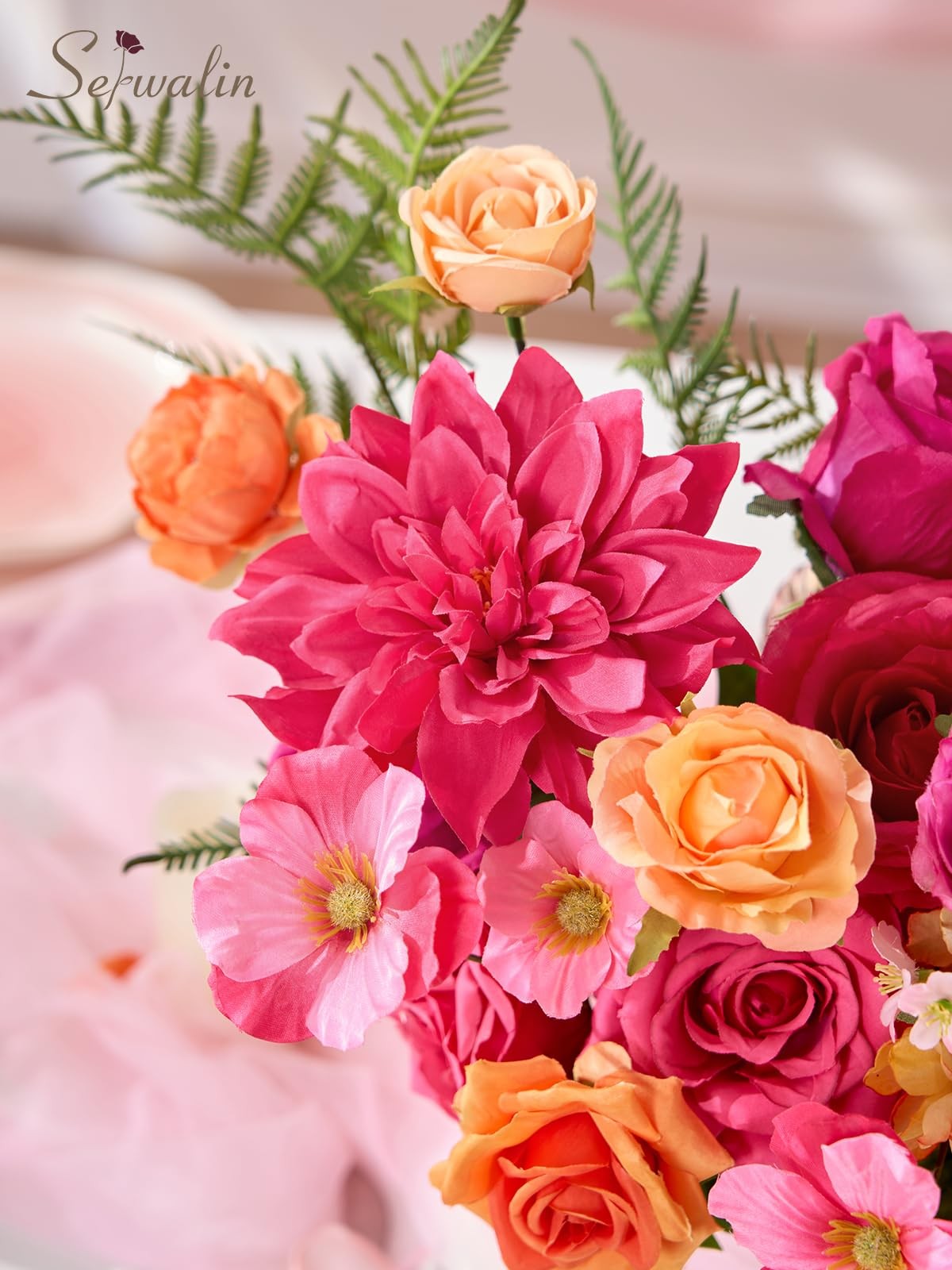 Artificial Hot Pink & Orange Flowers, Magenta Silk Fake Flowers, Autumn Faux …