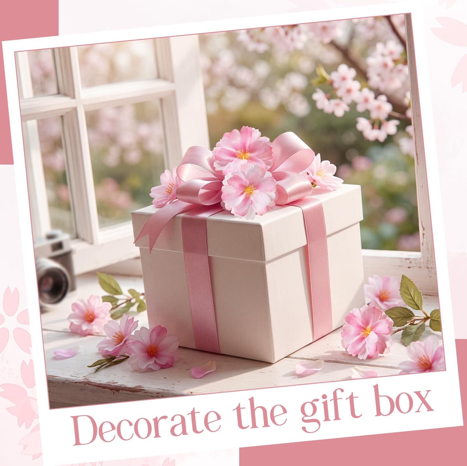48 PCS Pink Fake Artificial Silk Flower Heads Bulk Wedding Cake Crafts Decor