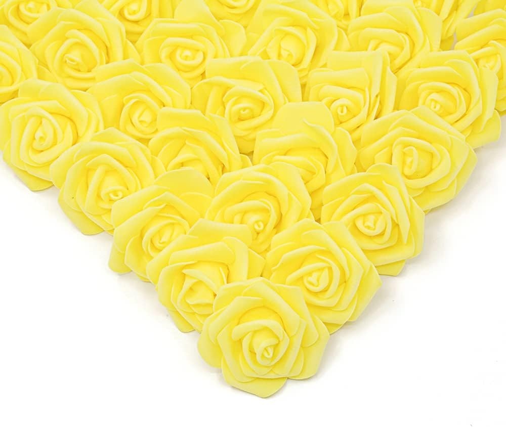 Versatile 100 Pcs Yellow Foam Roses – Ideal for Weddings, Parties & Centerpieces