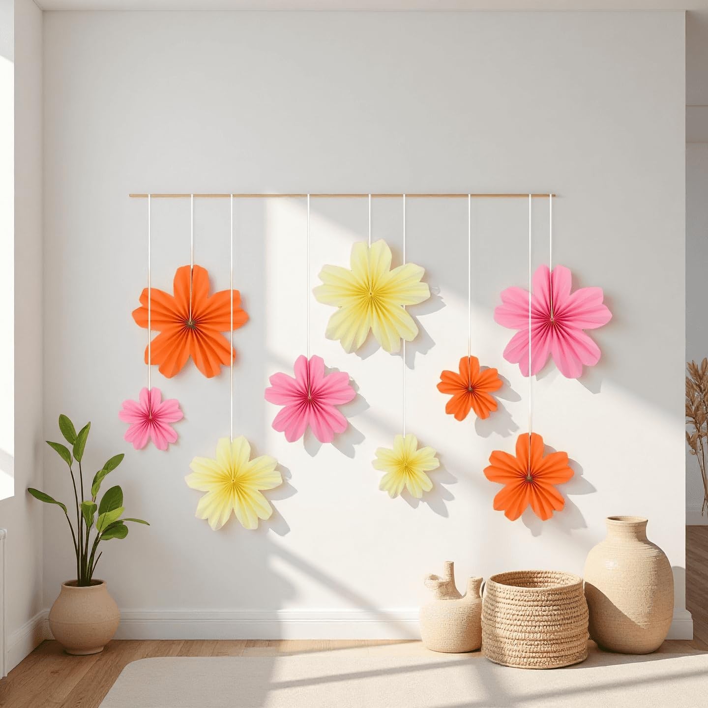 9 Piece Set Paper Flowers Decorations for Wall,3 Sizes 8-14 inch Flower Decor…