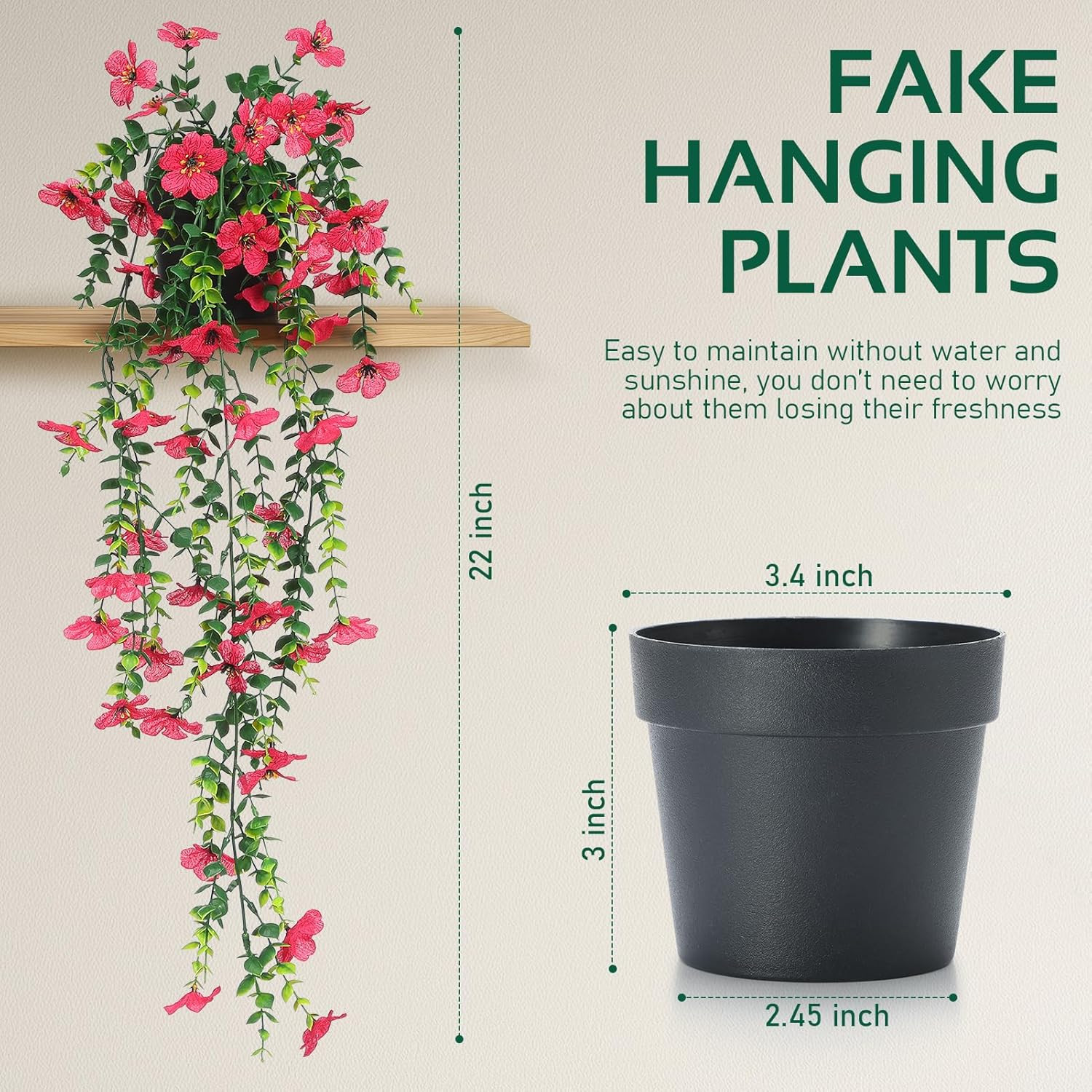 Fake Plants Hanging Artificial Potted Faux Eucalyptus Plants and Flowers for …