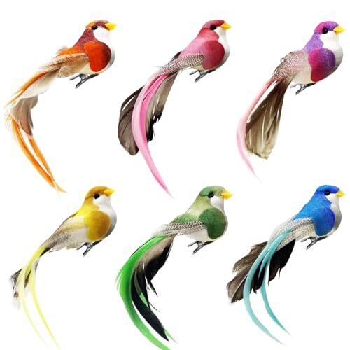 LWINGFLYER on Artificial Simulation Foam Birds Feather Long Tail 6pcs Clip