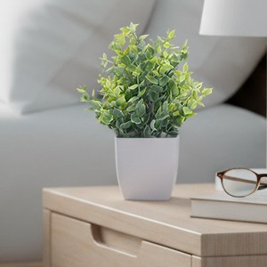 Fake Plants 4 Packs Small Artificial Greenery Mini White Potted Plants Bathroom
