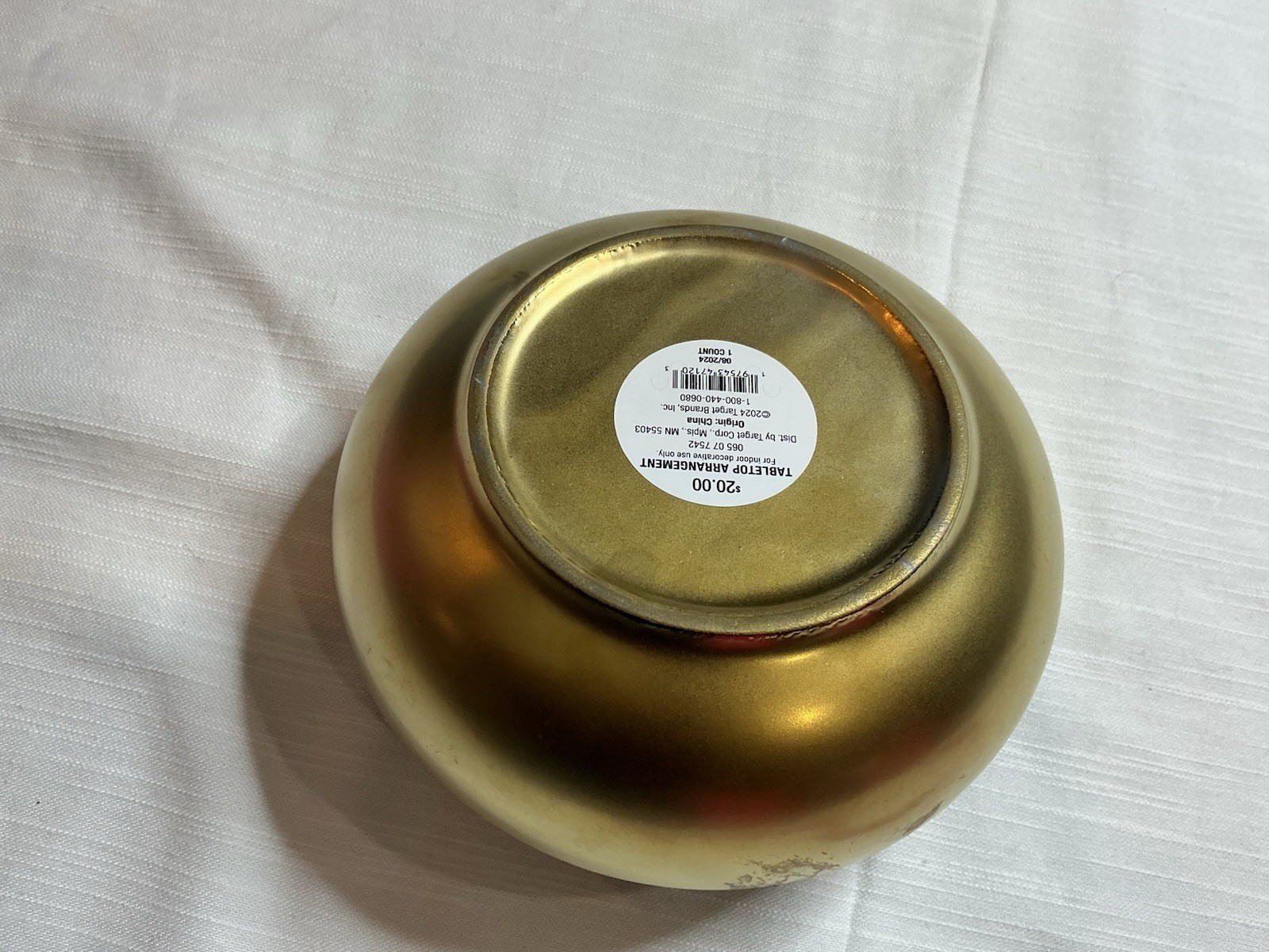 Threshold Faux Artificial Floral Decor Moss in Gold Ceramic Bowl Tabletop Plant