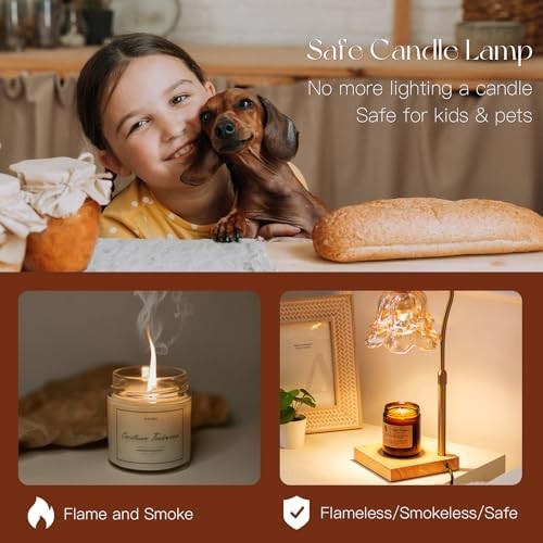 Candle Warmer Lamp with Timer: Flower Gold Candle Lamps Height Gold Flower