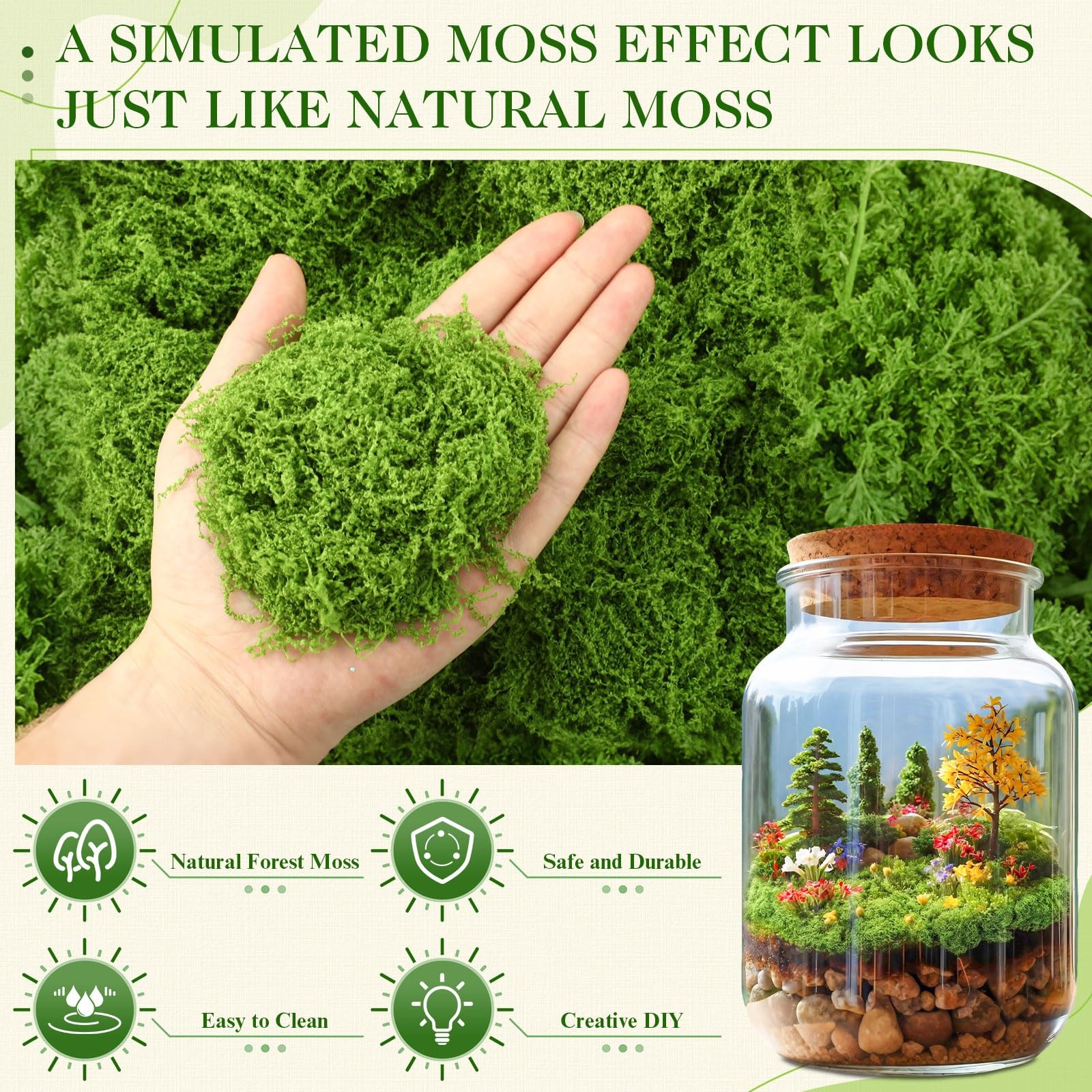 24.7oz Fake Moss For Crafts 1.54 lb Decorative Artificial Faux Green Indoor
