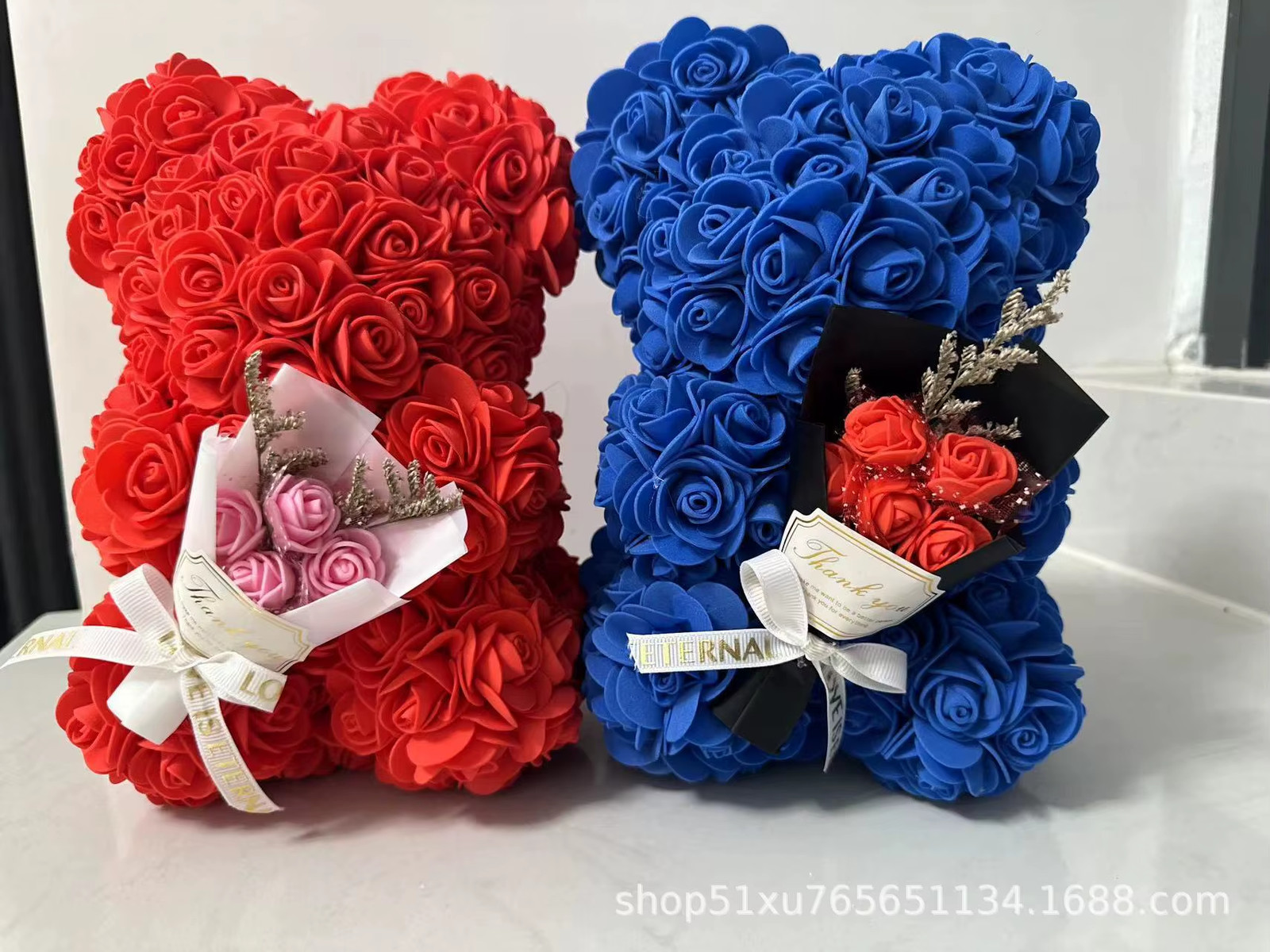 1Pc 25Cm Artificial Foam Flowers Bear Rose Bear Romantic Creative Gifts for Vale