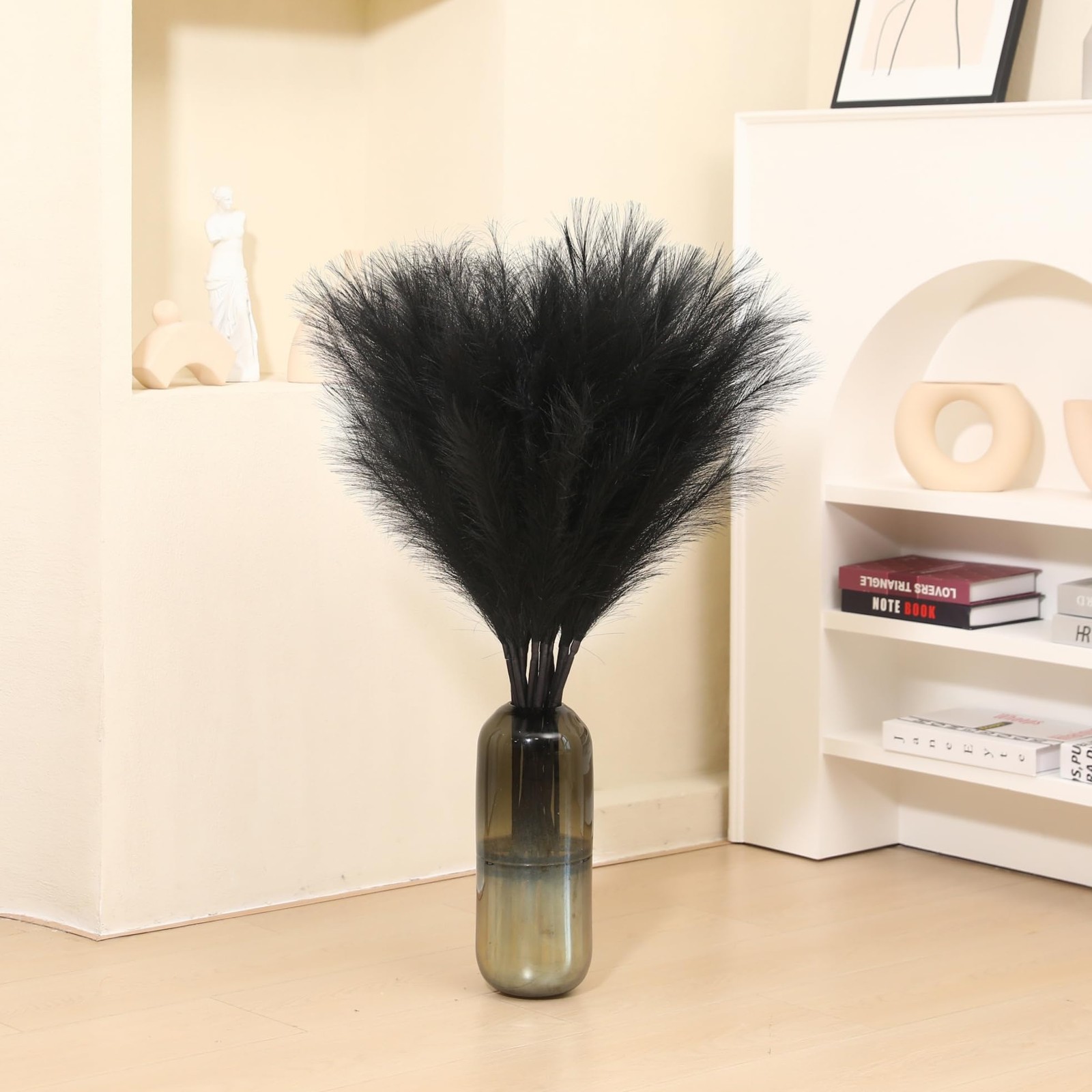 9 Stems Black Pampas Grass – 38 Inch Tall Faux Pompous Grass Decor, Long Arti…