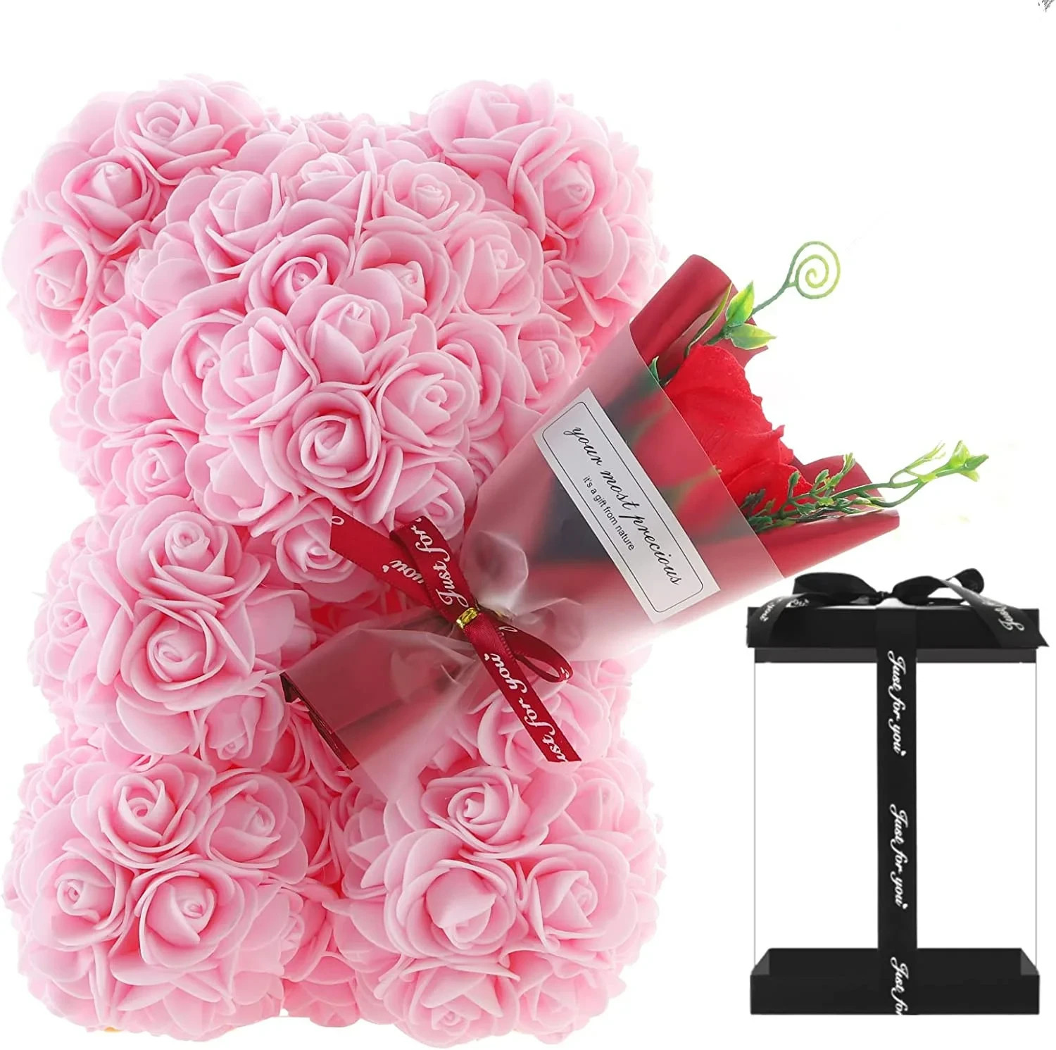 Rose Bear with flower bouquet Artificial Foam Flowers Bear Romantic CreativeGift